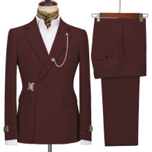 (Weinrot, 4XL) Herrenanzug, Smoking, 2-teilig, Slim Fit, formeller Businessanzug, Hochzeitsanzug, Smoking für Bräutigam und Abschlussball