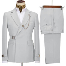 (hellgrau, 5XL) Herrenanzug, Smoking, 2-teilig, Slim Fit, formeller Businessanzug, Hochzeitsanzug, Smoking für Bräutigam und Abschlussball