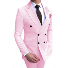 (Rosa, XS) Slim-Fit-Anzug für Herren, 2-teilig, Bräutigam-Tuxedo, zweireihiger Blazer, formeller Business-Anzug