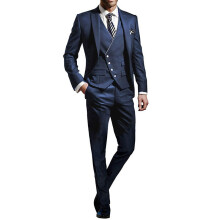 (marineblau, L) Slim-Fit-Herrenanzug, 3-teiliger Smoking-Anzug