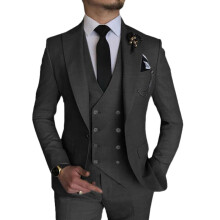 (Dunkelgrau, XS) Herrenanzug, 3-teiliger Slim-Fit-Anzug für Herren, zweireihiges Sakko, Weste und Hose, Business-, Hochzeits- und Abschlussballanzug