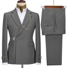 (grau, XL) Herrenanzug, Smoking, 2-teilig, Slim Fit, formeller Businessanzug, Hochzeitsanzug, Smoking für Bräutigam und Abschlussball