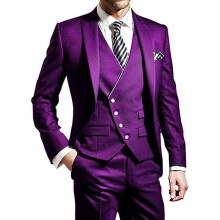 (lila, XL) Slim-Fit-Herrenanzug, 3-teiliger Smoking-Anzug