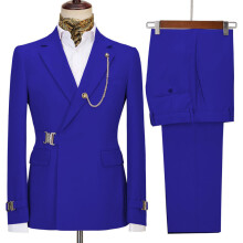(königsblau, L) Herrenanzug, Smoking, 2-teilig, Slim Fit, formeller Businessanzug, Hochzeitsanzug, Smoking für Bräutigam und Abschlussball