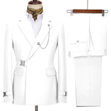 (Weiß, XXS) Herrenanzug, Smoking, 2-teilig, Slim Fit, formeller Businessanzug, Hochzeitsanzug, Smoking für Bräutigam und Abschlussball