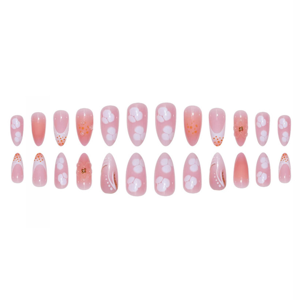Reach-Tools 3D Flower Pink Almond False Nails - Long Lasting