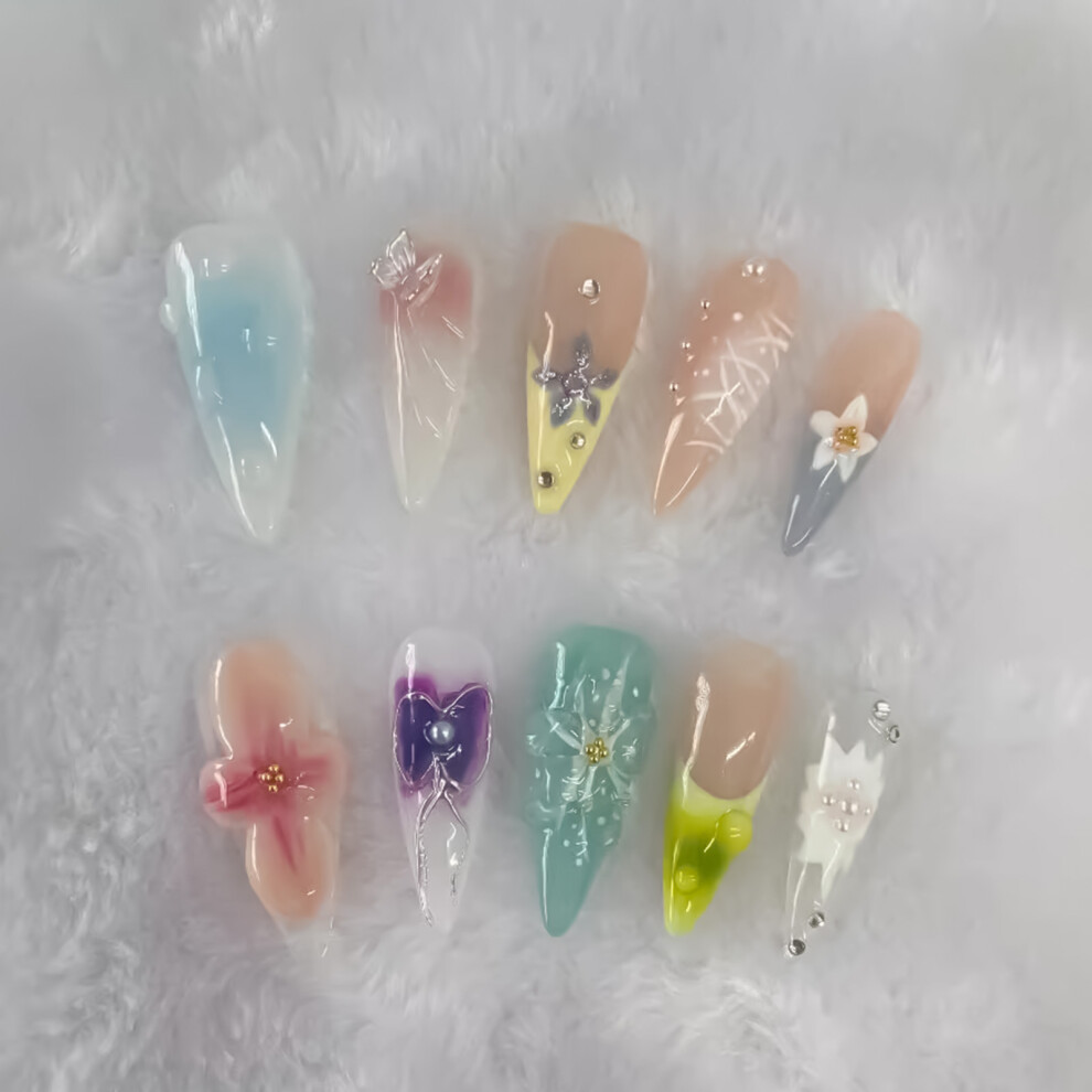 Creation-3C (Xs) Floral False Nails - Durable & Stylish