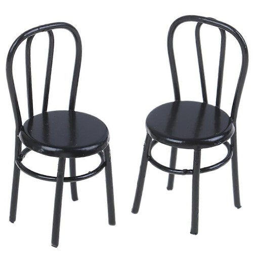2 Chaises Miniatures Noires 1:12 pour Maison Poupée