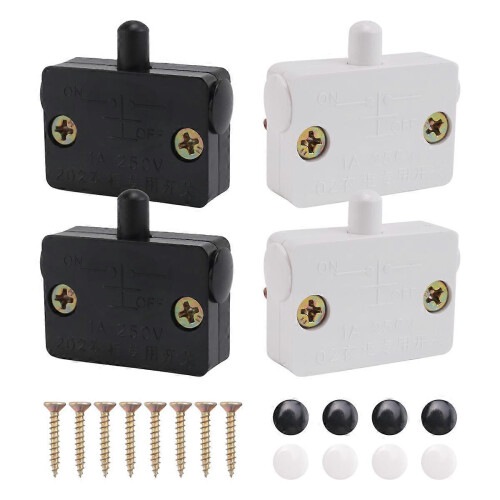 4 interrupteurs pour portes armoires, tiroirs, 12V/24V/110V