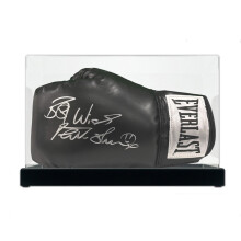 Frank Bruno Signed Black Boxing Glove. Display Case