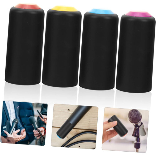4pcs Screw On Microphone Battery Cover with Secure Lock, Plastic Cap Replacement for KTV Stage 2