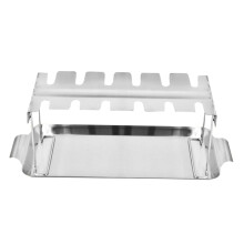 Folding Stainless Steel Chicken Leg Grill Rack with Tray for BBQ, Camping and Outdoor Cooking