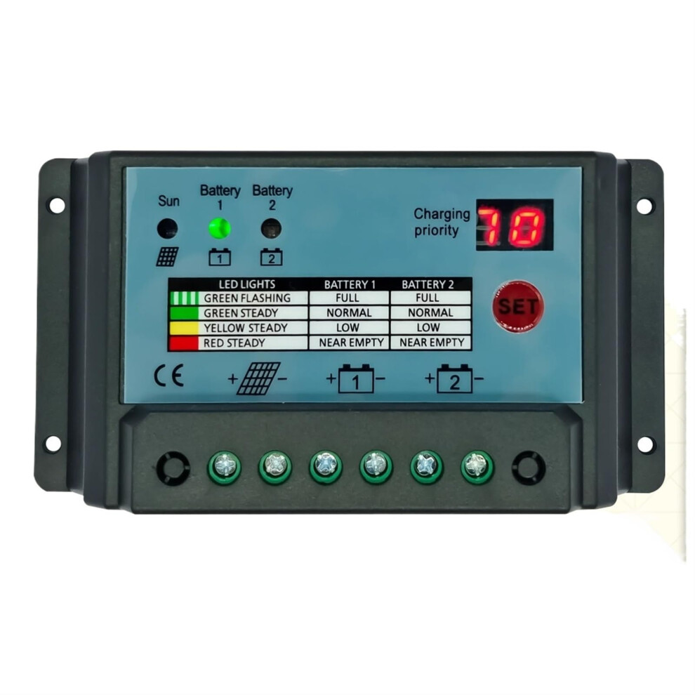 20A Pwm Dual Battery Solar Charge Controller 12V/24V Auto For Rv Camper Boat 9169991594675