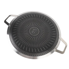 Stainless Steel Non Stick BBQ Grill Pan, Fast Heat Distribution, Large Round Griddle for Indoor and Outdoor Cooking