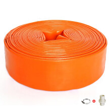 2' x 65 ft Heavy Duty PVC Lay Flat Discharge Hose for Pool Backwash, Water Drain and Irrigation (Orange)