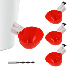 Automatic Chicken Waterer Cups 4Pack, LeakFree Poultry Feeder with Drill Bit for Coop and Farm Use