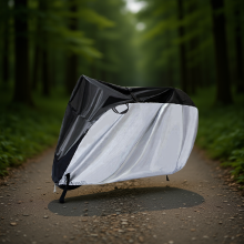 (210D silver black) Waterproof 210D Bike Cover for Mountain & Road Bikes