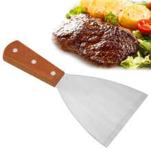 Heavy Duty Stainless Steel Grill Spatula Set with Ergonomic Wooden Handle for BBQ Grilling and Serving