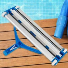 Heavy Duty 17.5in Weighted Aluminum Pool Vacuum Head with Wheels and 18in Cleaning Brush Blue and White