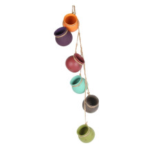 Ceramic Hanging Planter with Hemp Rope for Succulents and Cactus, Durable Wall Mounted Pot for Indoor Decor