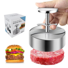 Adjustable Stainless Steel Hamburger Press with Nonstick Easy Release and Stuffed Burger Patty Maker