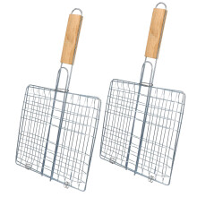 Grill Accessories Set Stainless Steel BBQ Mesh Hooks and Clamps with HeatResistant Khaki Grip