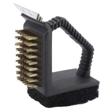 3 in 1 BBQ Grill Brush Stainless Steel Cleaner with Ergonomic NonSlip Handle for Outdoor Camping
