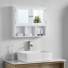Priano 2 Door Wall Cabinet 3 Shelves Mirror Doors