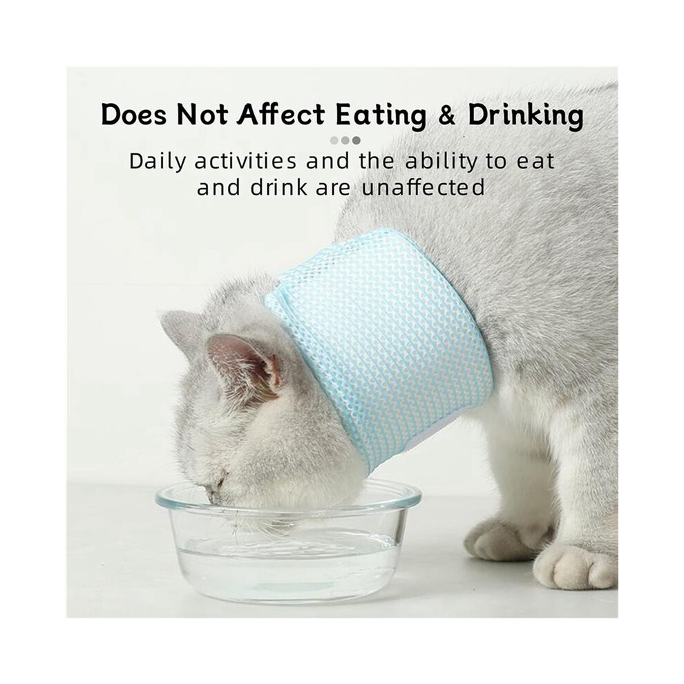 2X Cat Neck Brace Cover - Breathable & Adjustable Elizabethan Collar for Post-Surgery Recovery Anti-Scratch Anti-Lick M