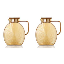 2X Glass Pitcher with Lids for Fridge Door, 2.5l/84oz Large Water Jug Lemonade Iced Tea Pitcher with Handle