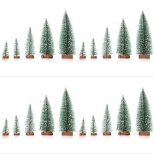 20X Christmas Tree Small Pine Trees the Wooden Base Home Desktop Decoration
