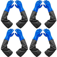 8X Lange Gummihandschuhe, Lange Wasserdichte Handschuhe und Robuste Wasserdichte Handschuhe für Schädliche und Saure Arbeiten