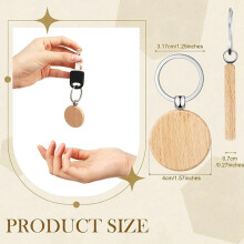 120Pcs Blank Round Wooden Key Chain Diy Wood Keychains Key Tags Can Engrave Diy Gifts