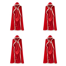 4X Mantello di Natale Mantello di Babbo Natale Mantello di Natale per Adulti per Donna Mantello per Costume di Halloween di Natale con Cappuccio 150