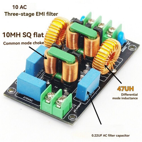 2X EMI Power Filter Board Audio Amplifier Power Supply Filter Common Mode High Current Electromagnetic HiFi Audio 10A 2