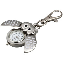 2X Porte Cle Hibou Montre de Poche Pendentif Metal Argent 40x25mm