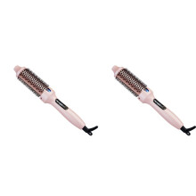 2X Thermobürste, Lockenbürste, Negativ Ionisch Beheizte Thermo-Rundbürste für Blowout-, Lockenstab und Glätteisen, EU-Stecker