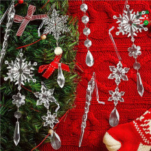 30 Pezzi nel Acrilico Finti Ghiaccioli Pendenti con Fiocchi di Neve di Natale Albero di Natale Ghiaccioli Ornamenti Pendenti Set di Decorazioni
