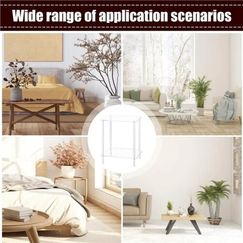 2X Acrylic Coffee Table Square Side Table Accent Table Sofa Bedside Table Clear Double Tier Snack Tea Side Table