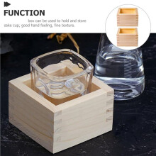 6pcs Japanese Culture Wood Wooden Sake Cup Masu Box 3.23inch L Square X 2.2inch H,Put the Wine Glass Inside