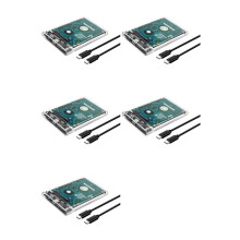 5pcs 2.5 Inch HDD SSD Case to USB 3.1 Type C 4TB Transparent External Hard Drive Housing Compatible UASP III