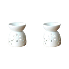 2X Ceramic Crafts Ceramic Hollow-Out Aromatherapy Stove  Candlestick Handmade Style 3