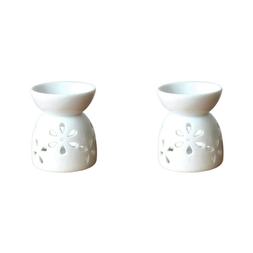 2X Ceramic Crafts Ceramic Hollow-Out Aromatherapy Stove  Candlestick Handmade Style 3