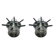 2X Fondue Pot Set Fondue Pot Multipurpoise Outdoor Camping with 6 Sticks Stainless Steel Chocolate Cheese Fondue Pot