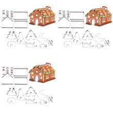 54Pcs 3D Gingerbread House Stainless Steel Christmas Scenario Cookie Cutters Set Biscuit Mold Fondant Cutter Baking Tool