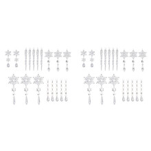 36X Crystal Clear Snowflake Christmas Tree Pendants Icicle Decorations for Holiday Winter Transparent Hanging Ornament