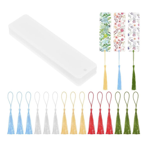 30 Pieces Blank Clear Acrylic Bookmarks with Hanging String, Clear Acrylic Bookmarks with Hanging String 1