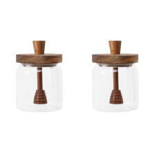 2X Storage Bottles Honey Jars with and Lid Wide Mouth Honey Containers Syrup Dispenser for Storing Honey and Syrup