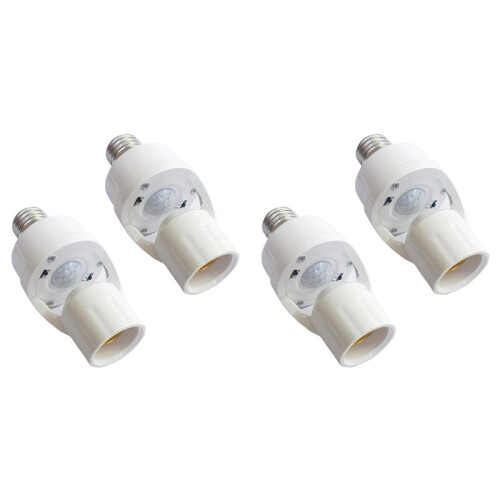 4x  E27 PIR Motion Sensor Light Bulb Socket Adapter Auto /Off with  Induction and Adjustable Infrared