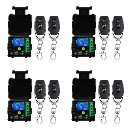 4X 433MHz Wireless Remote Control  RF Relay 12V Remote Control  for Garage Door Motor Light Control